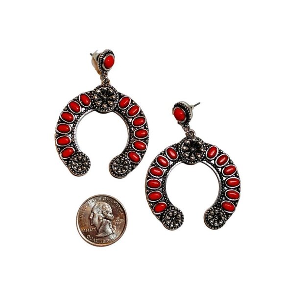 Western Boho Style Silver Concho Naja Earrings #877 - Picture 4 of 7